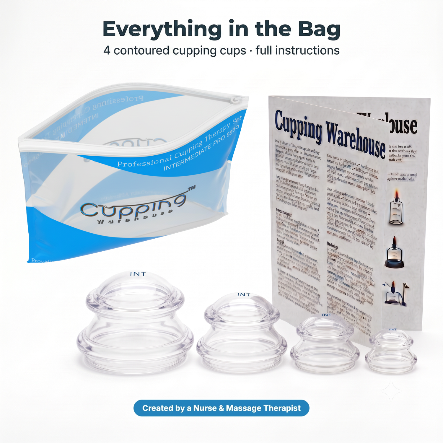 Supreme 4 Intermediate Pro 5560 — (4 Sizes: S, M, L, XL)Soft, Easy-Squeeze Silicone Cupping Set for Beginners & Self-Care