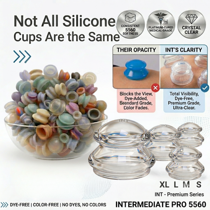 Supreme 4 Intermediate Pro 5560 — (4 Sizes: S, M, L, XL)Soft, Easy-Squeeze Silicone Cupping Set for Beginners & Self-Care